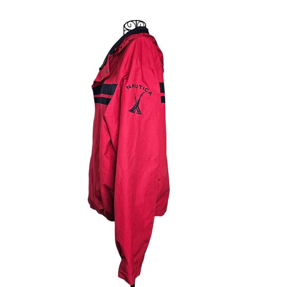 NAUTICA Red Blue Hoodie Windbreaker Jacket Coat size Men's Large - Picture 5 of 11